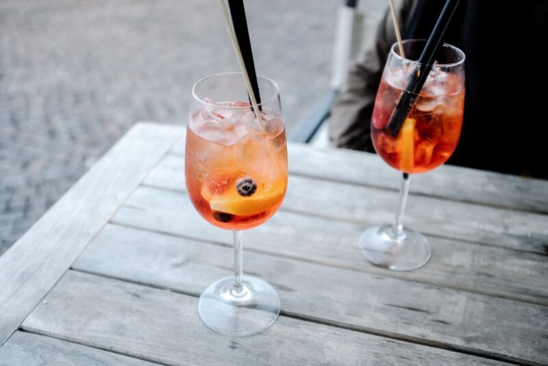 Cocktails on deck built with composite wood