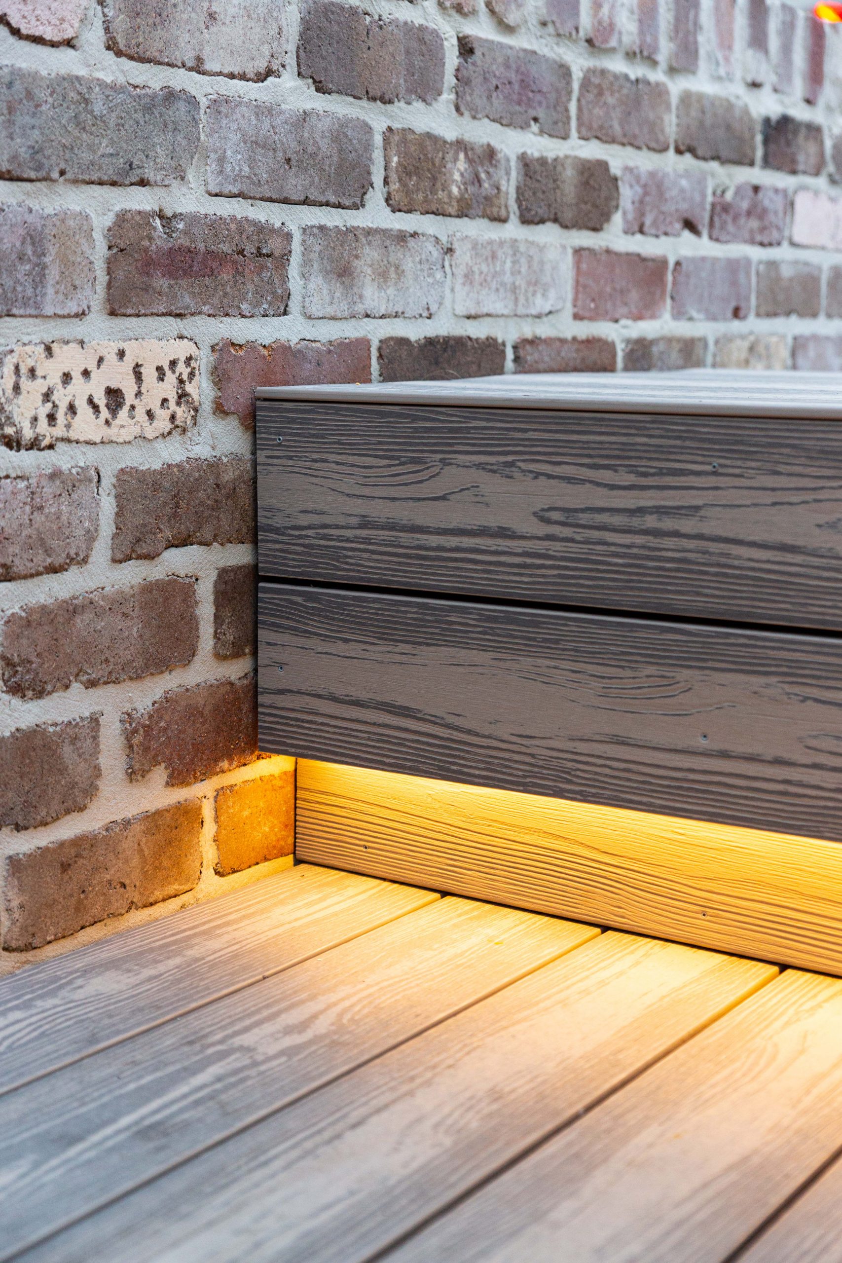 A Brite Composite bench lit from underneath