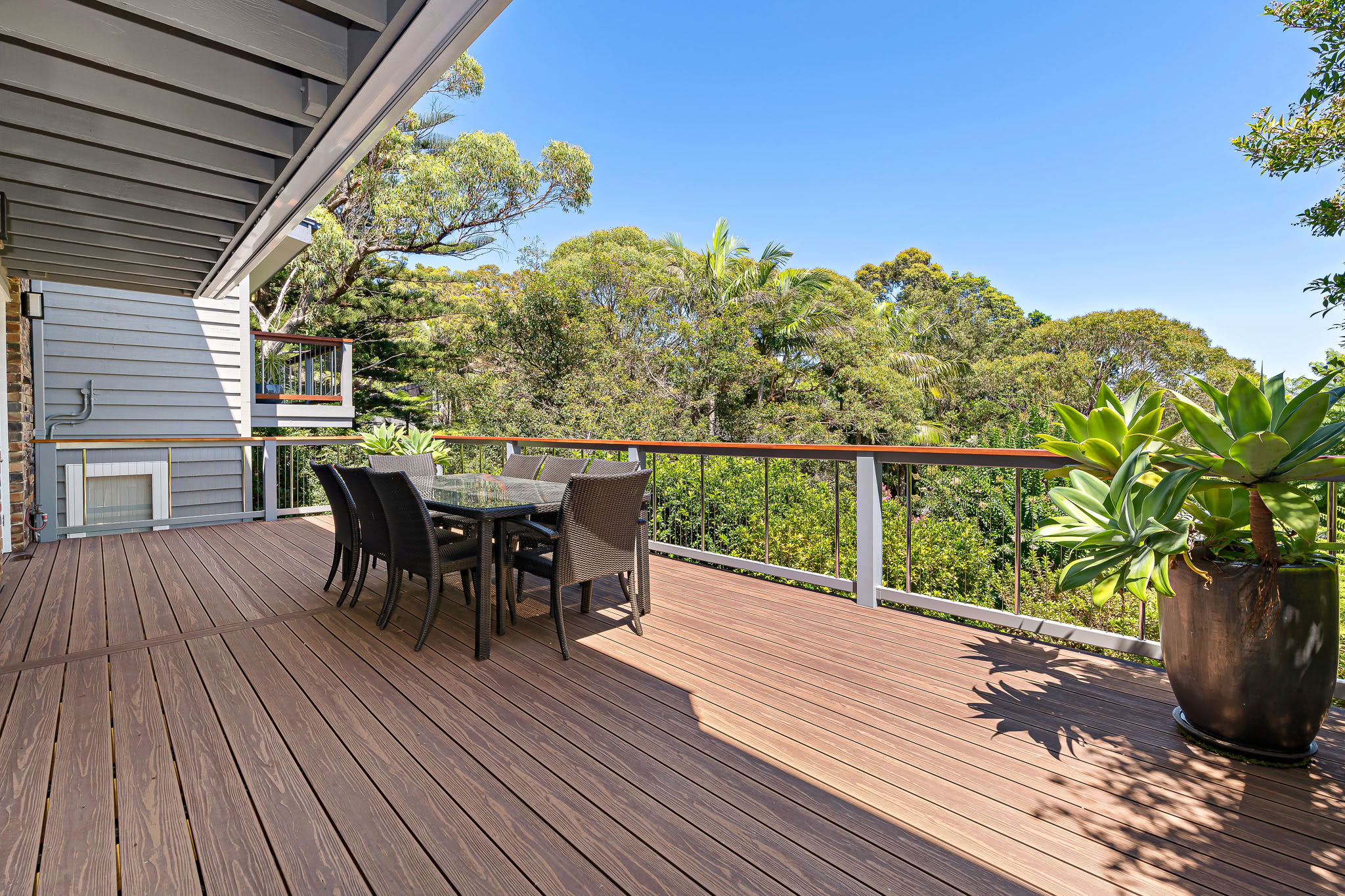 An outdoor deck created with Arabica Composite Boards