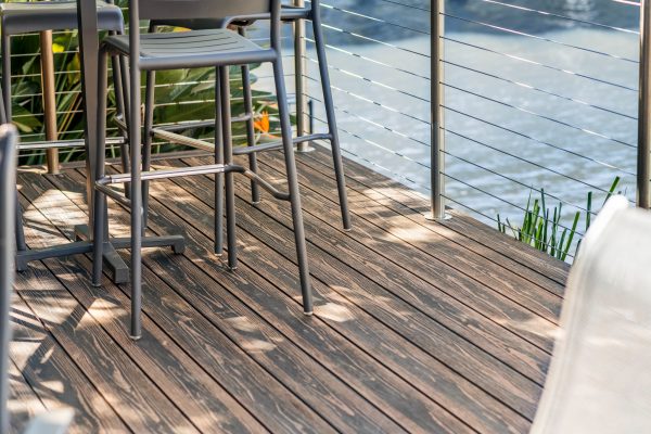Outdoor chair on decking boards