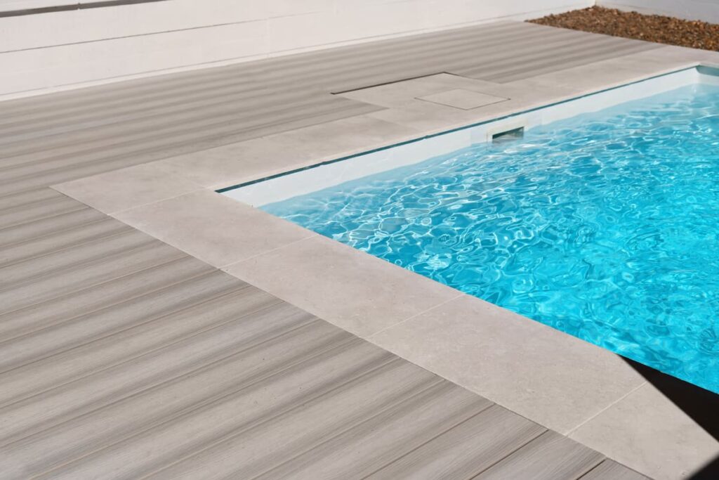 a pool with a composite deck