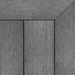 Composite decking board in Graphite finish, dark modern grey tone with fine wood grain pattern and framed corner detail