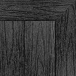 Composite decking board in Slate Grey finish, featuring a deep charcoal-grey colour with natural wood grain texture and a framed corner detail.