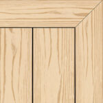 Composite decking board in Willow Oak finish, soft beige tone with light oak wood grain pattern and framed corner detail