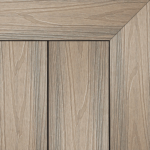 Antique Frame square Composite decking board in Antique finish, weathered grey-brown tone with natural wood grain texture and framed corner detail.