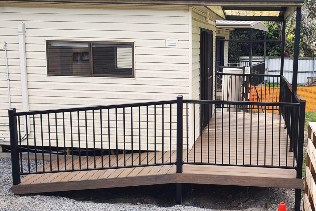 Accessible ramp designed with composite decking Tasmania at Discovery Parks Hobart.